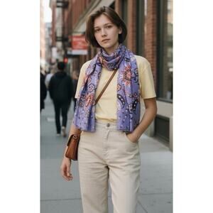 Vera Bradley Soft Fringe Scarf Purple Marrakesh NWOT 100% Rayon 72” x 30”